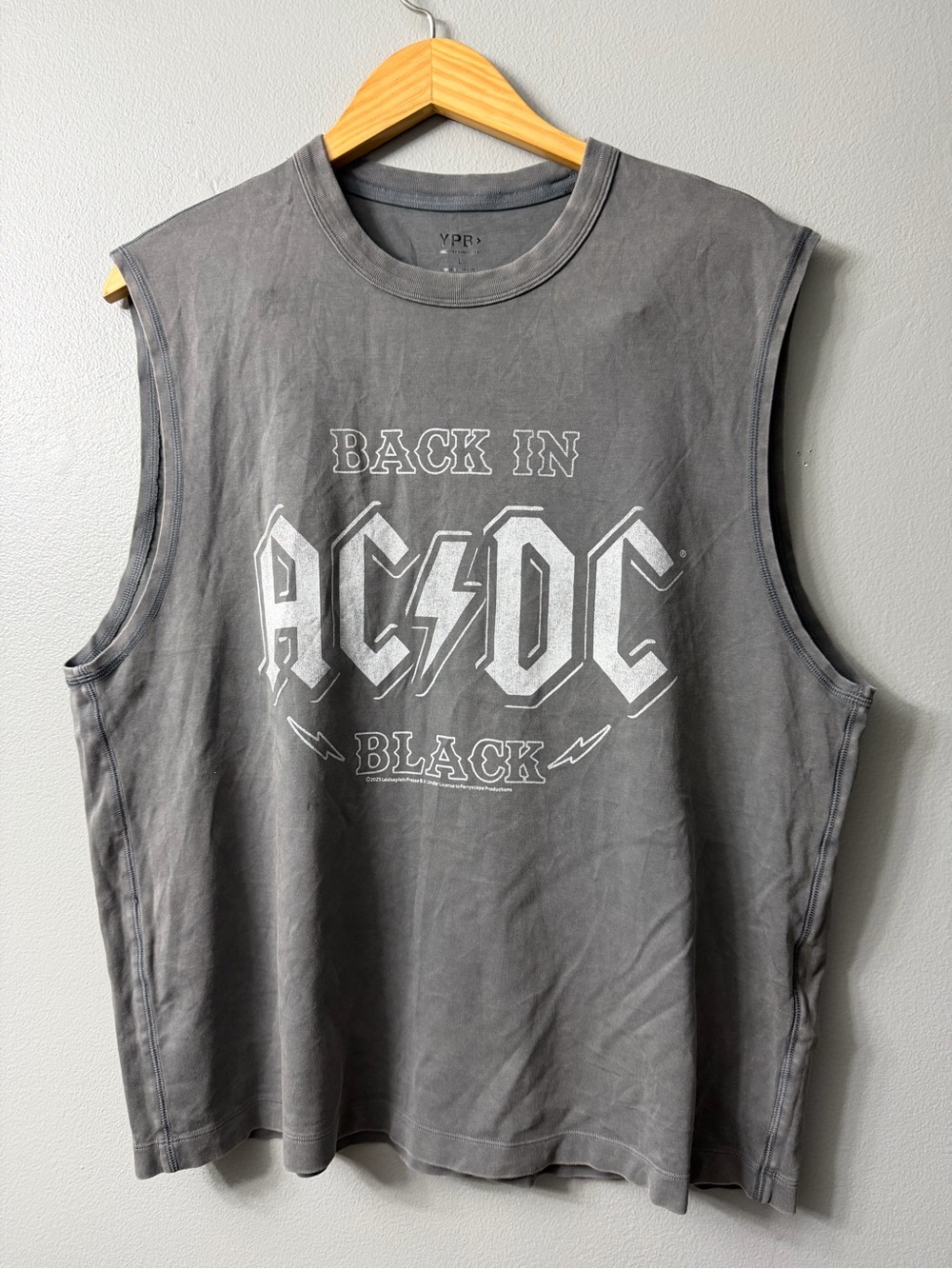 AC/DC Back In Black Sleeveless Graphic Tee - Gray large